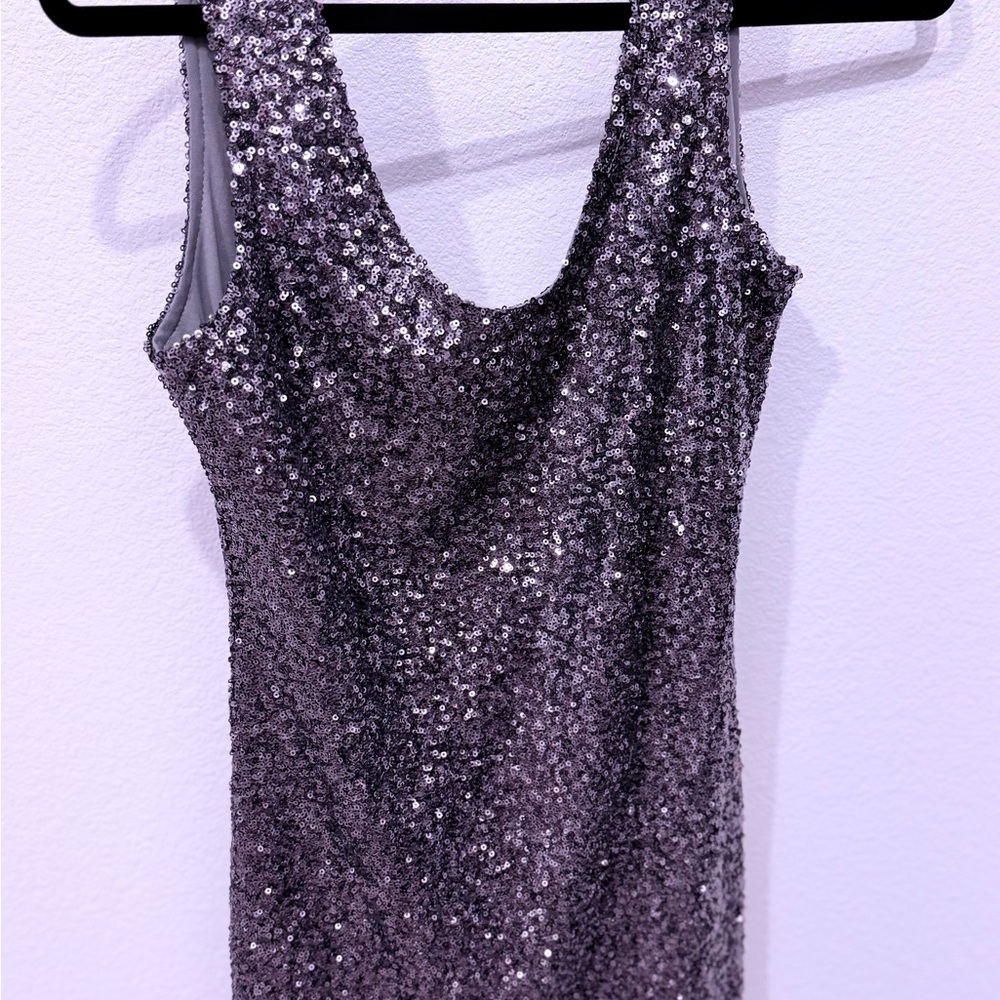 Alythea Lavender Sequin Scoop Neck Mini Dress